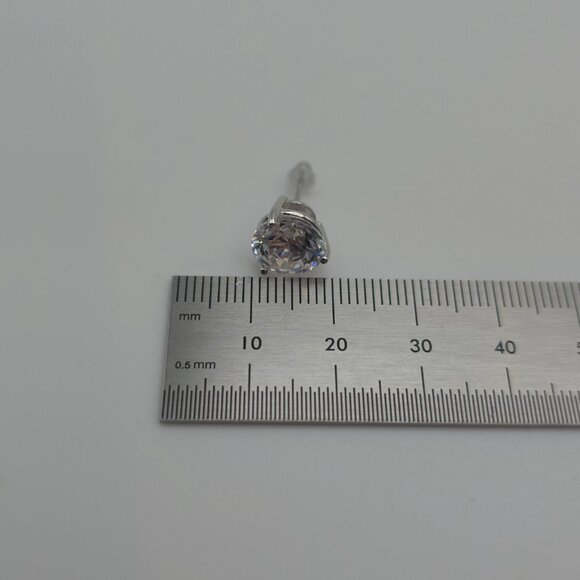 Sterling Silver Large Single Round Cubic Zirconia Stud Earrings A455 - Picture 5 of 6